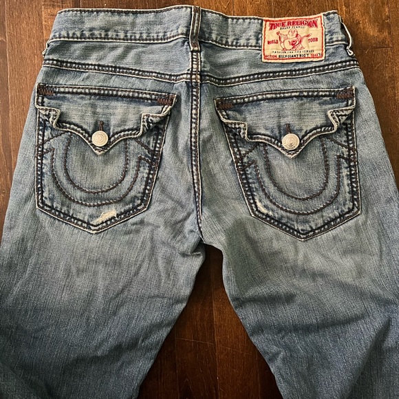 True Religion Ripped Billy Super T Jeans Men's 33" Thick Stitch - Picture 2 of 4